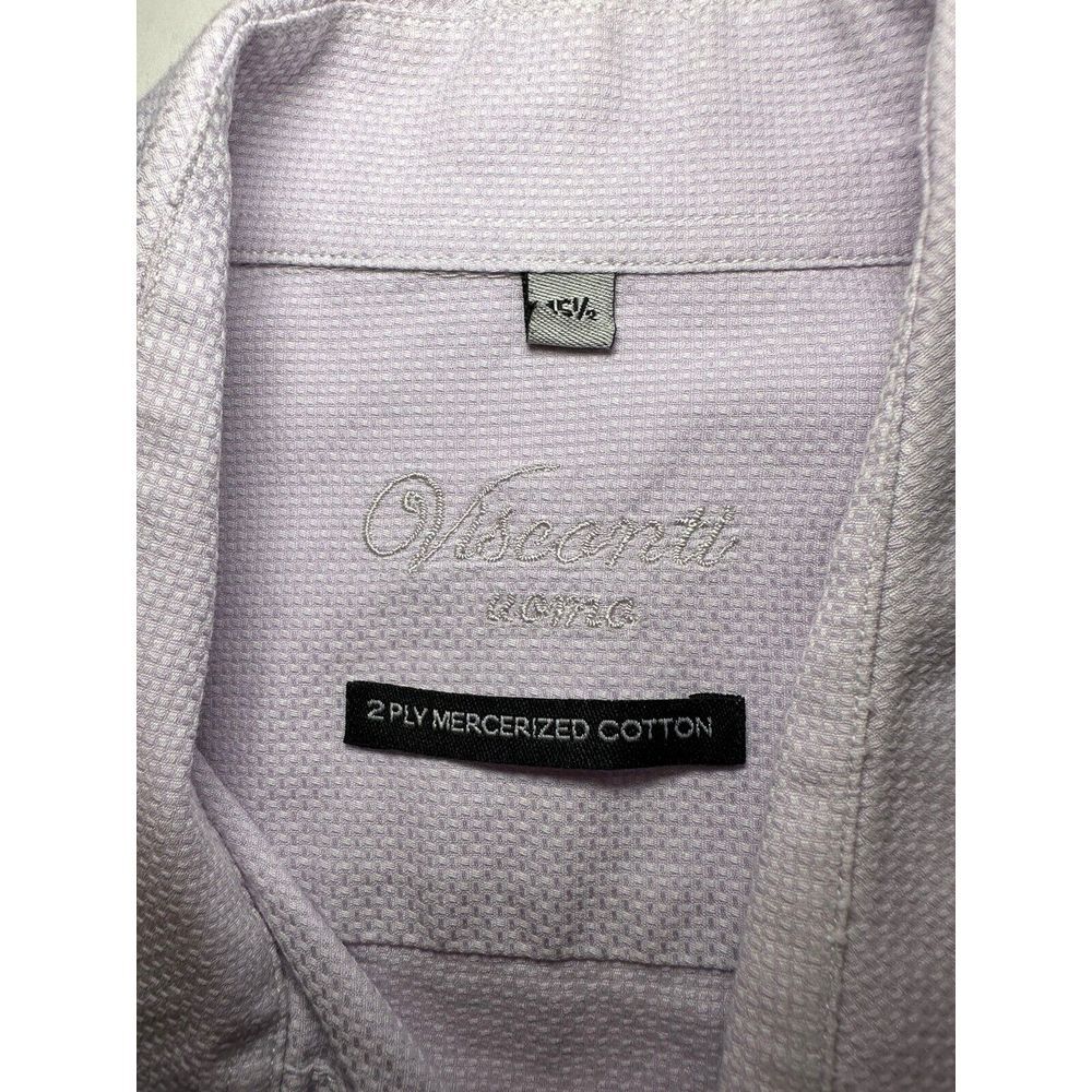 Luchiano Visconti Roma Long sleeve French cuff Sz 15 1/2 Button Down Lavender - Picture 7 of 10